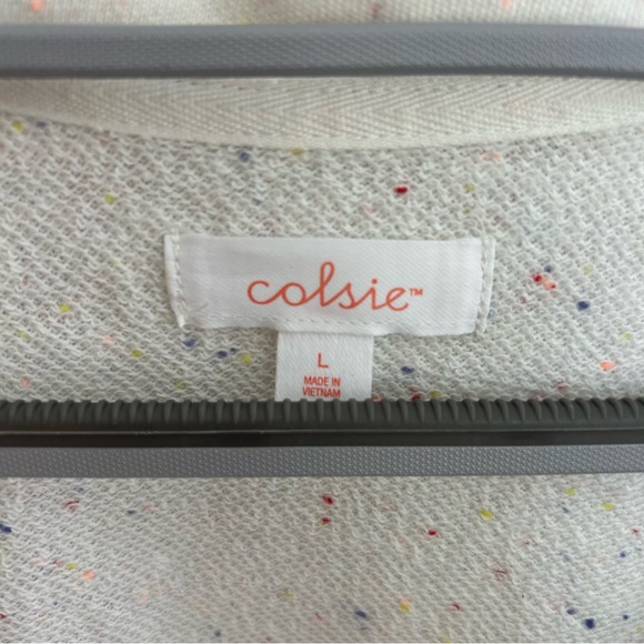 Colsie Women’s Collared Sweatshirt Colorful Dot Pattern Large - Picture 3 of 3